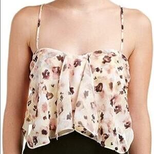 Gianni Bini NEW Vic Cropped Top Wild Flower Sheer Blouse Medium